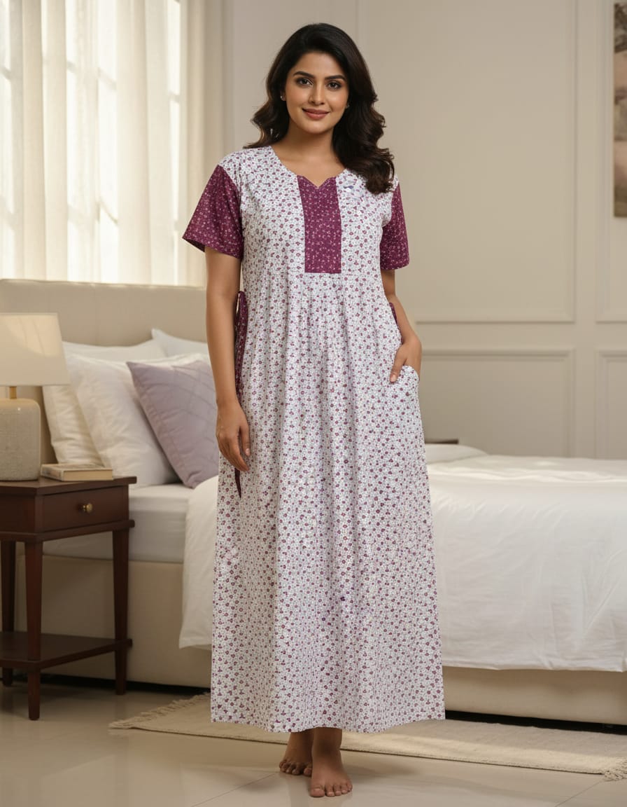 Frock Nighty - Green & White - Image 2