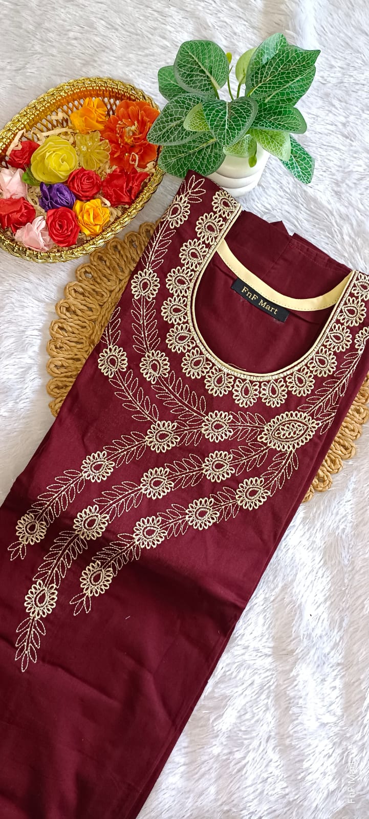 Full button nighty - Brown