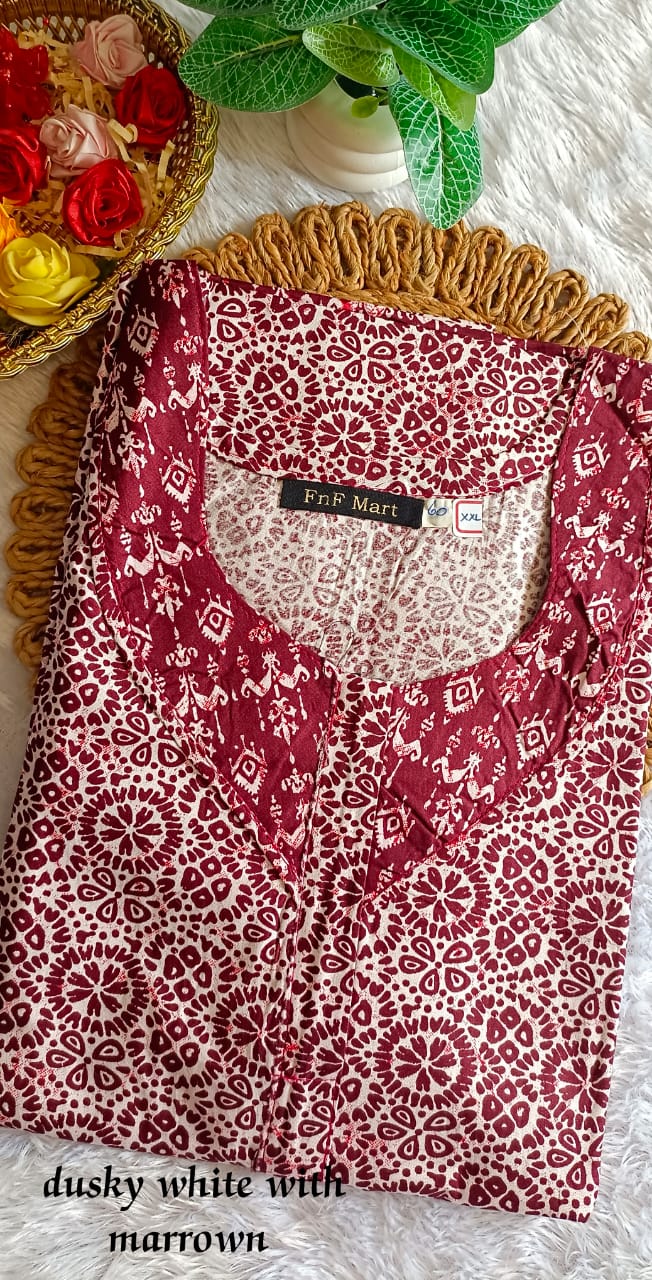 60 Inches Height Nighty - Dusky White & Marrown