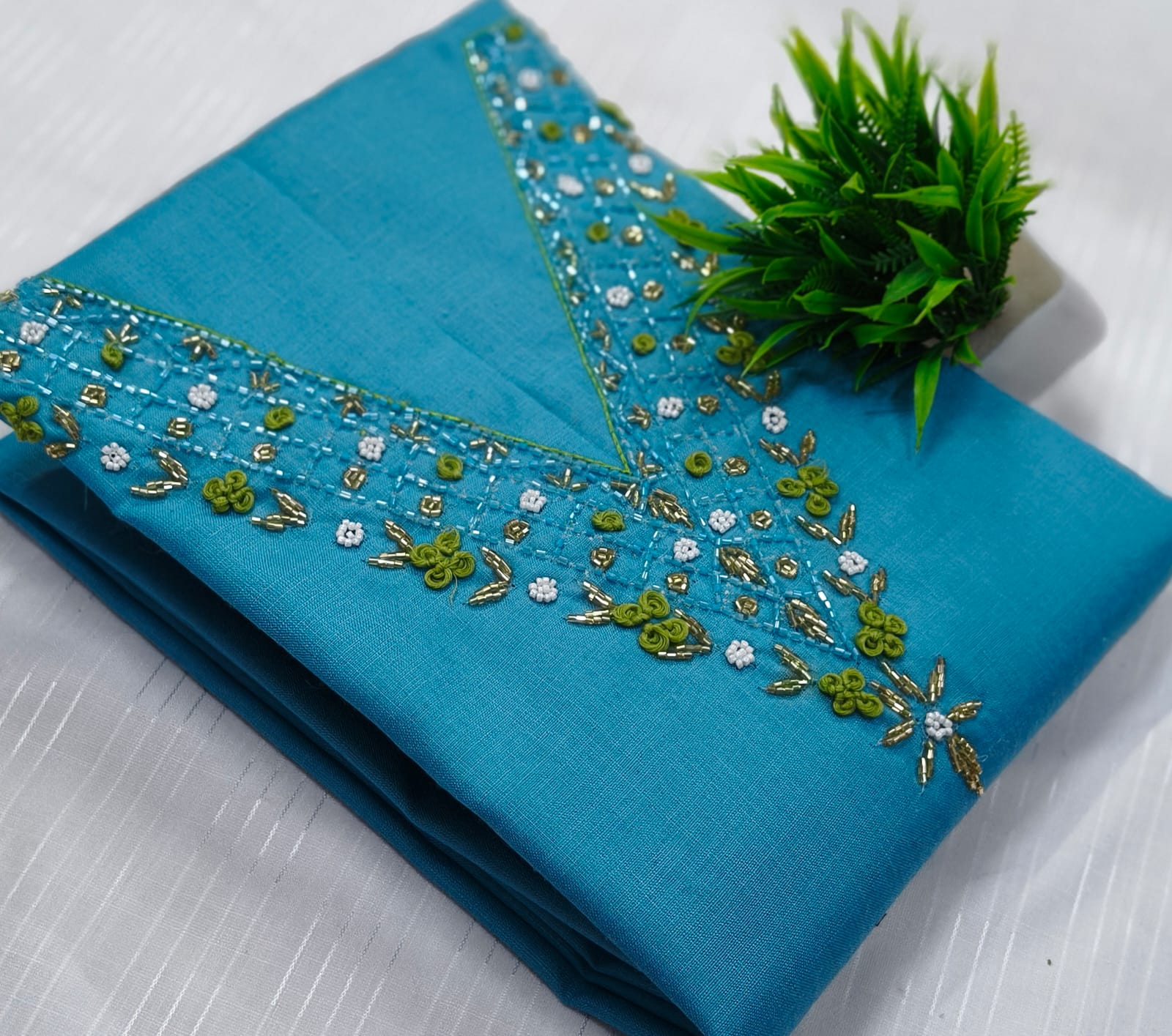 Aari Chudi Material - Sky Blue